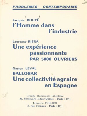 cover image of L'homme dans l'industrie